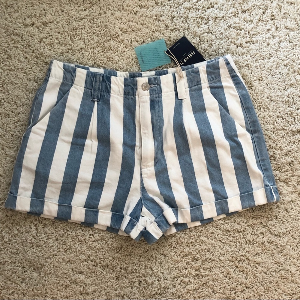 Never worn striped denim shorts